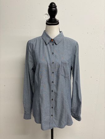 Marc O`Polo Bluse Gr. 40 blau getupft weiss Baumwolle